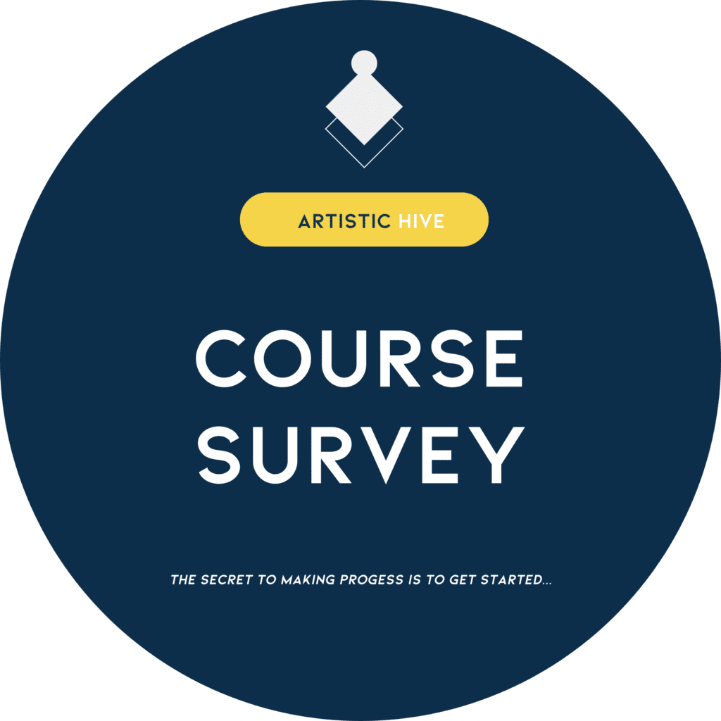 A circle with the words course survey on it.