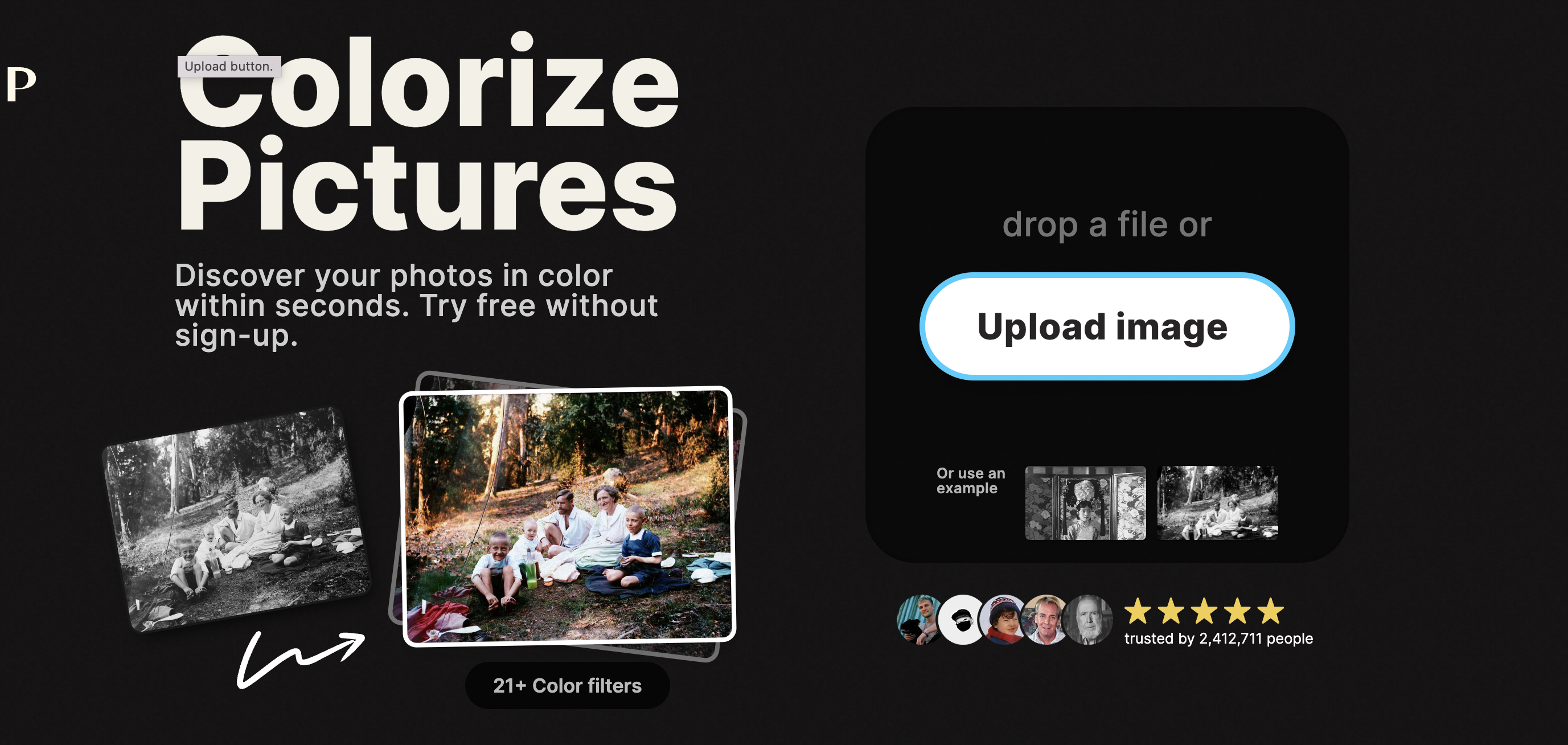 Colorize pictures is a website that allows you to colorize black and white photos.