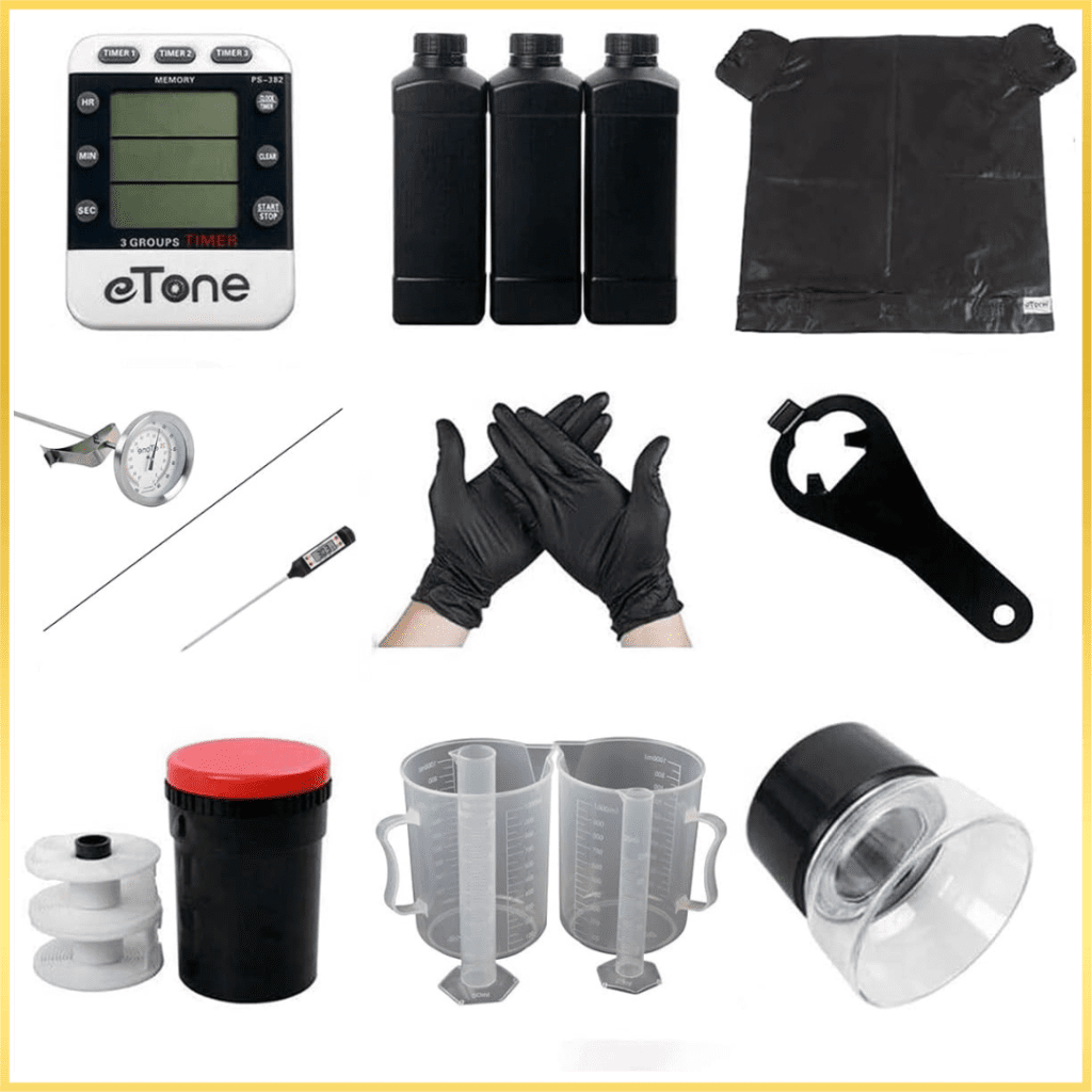 A picture of various items including gloves and a bottle of ink available for bulk buy.