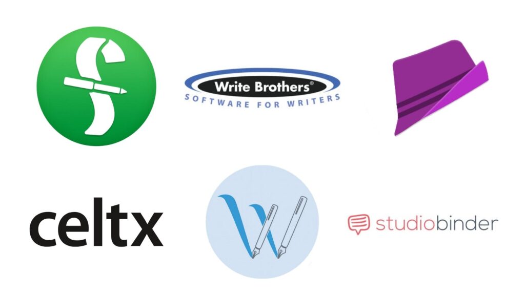 White brothers, celx, and studio binder logos (Screenwriting Software)