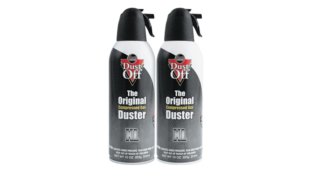 Two bottles of the original duster for camera lens cleaning on a white background.