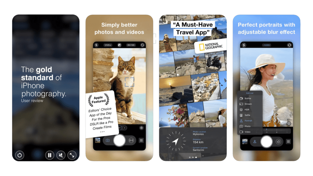 A long exposure photo app with a picture of a dog and a cat, compatible with iPhone.