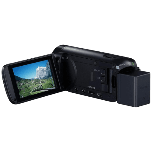 The best black video camera for podcasting with a screen.