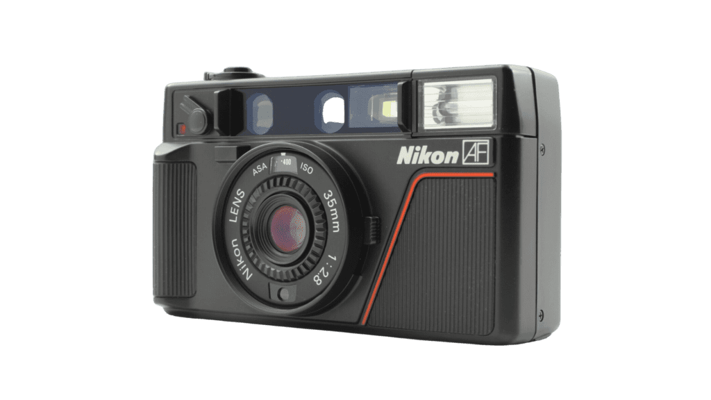 The Nikon F3 camera, the best point and shoot film camera, is displayed on a white background.