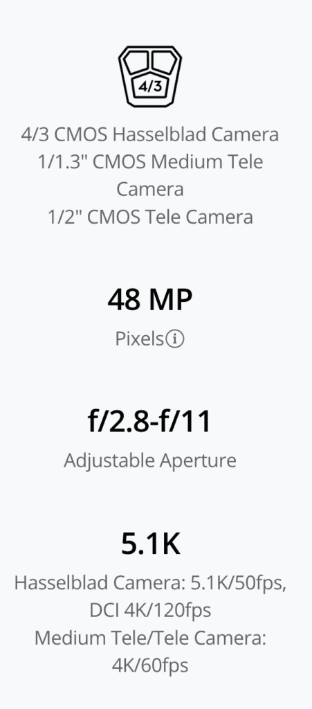 A screenshot of the camera app on a phone with advanced features for long-range photography.