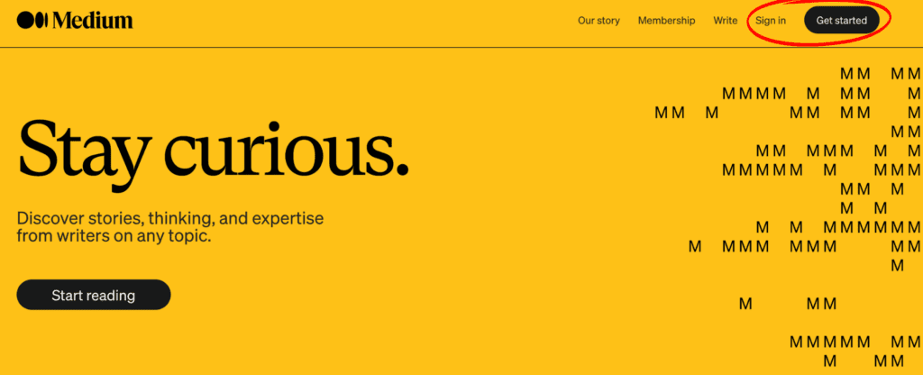 A website combining the art of Writing for Medium with the motto to stay curious.