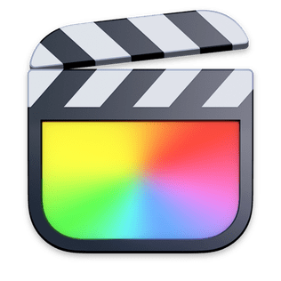 Colorful gradient on a film clapperboard icon.