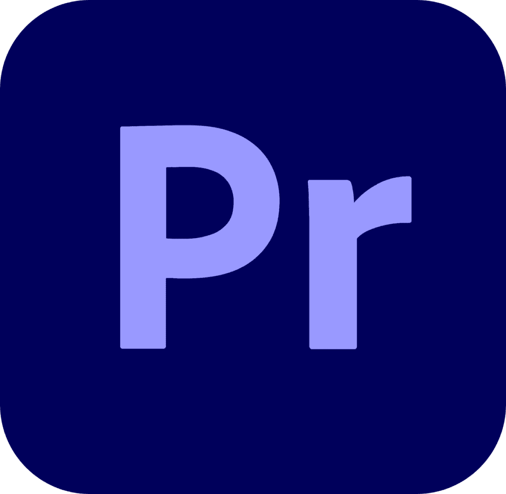 Icon of adobe premiere pro, featuring a purple "pr" on a dark blue rounded square background.