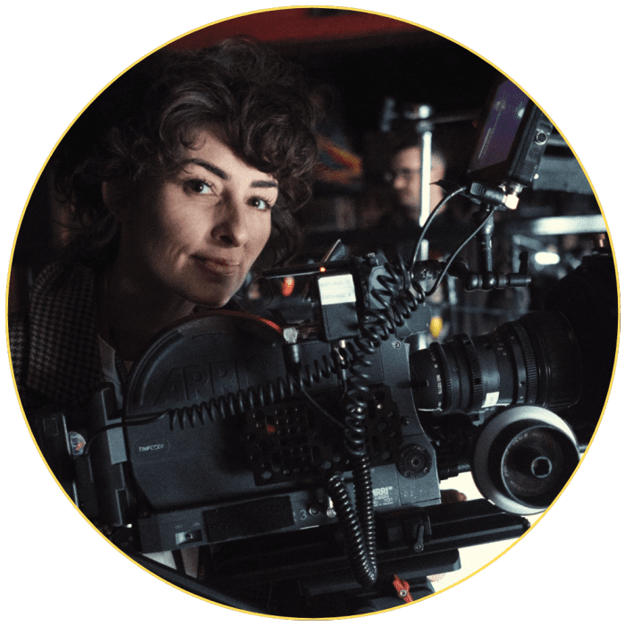 Natalie Kingston behind a professional cinema camera