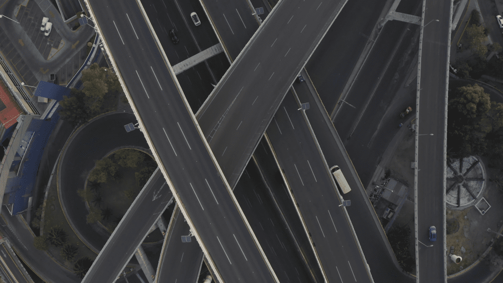 Highway interchange before reframing