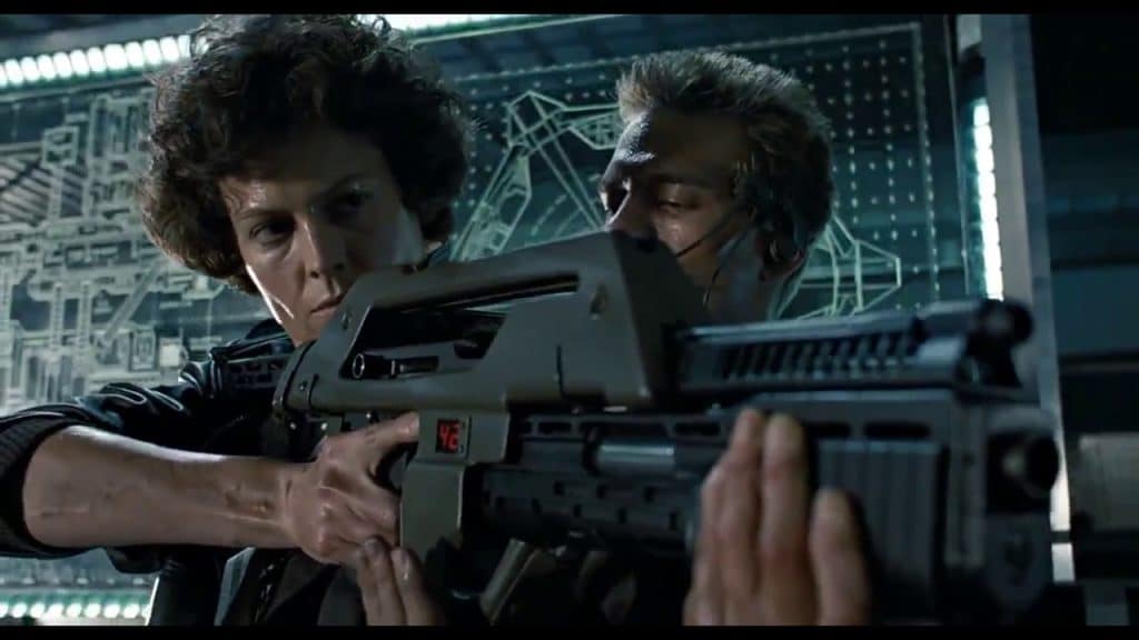 In a dimly lit room, reminiscent of countless scenes featuring guns in movies, two people share the tension and thrill of holding a weapon together, a dynamic digital map glowing ominously in the background.